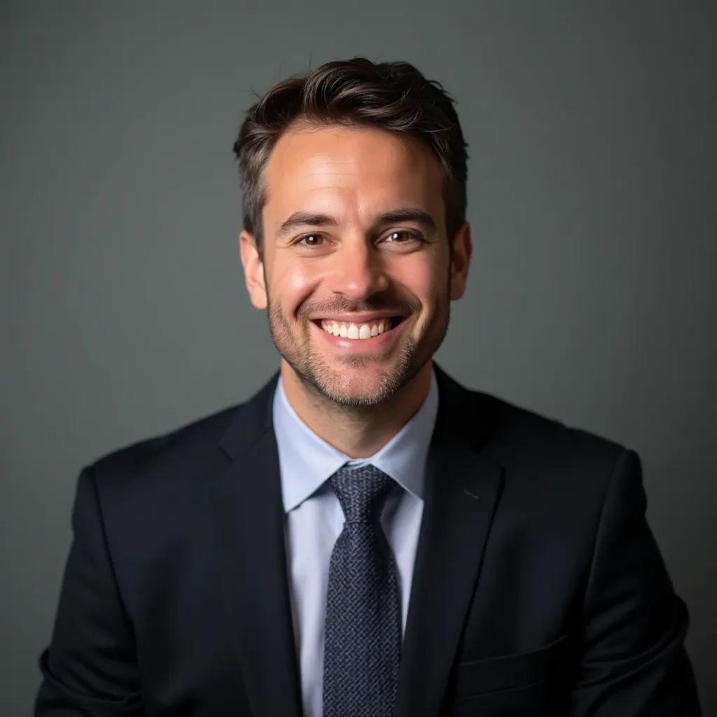 Example of a natural professional portrait on a neutral background