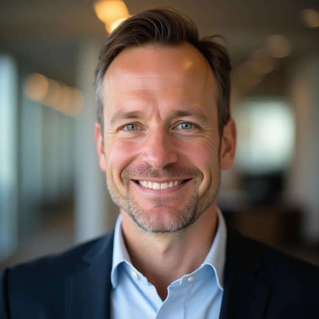 LinkedIn profile picture of a woman with a warm smile and a blurred background
