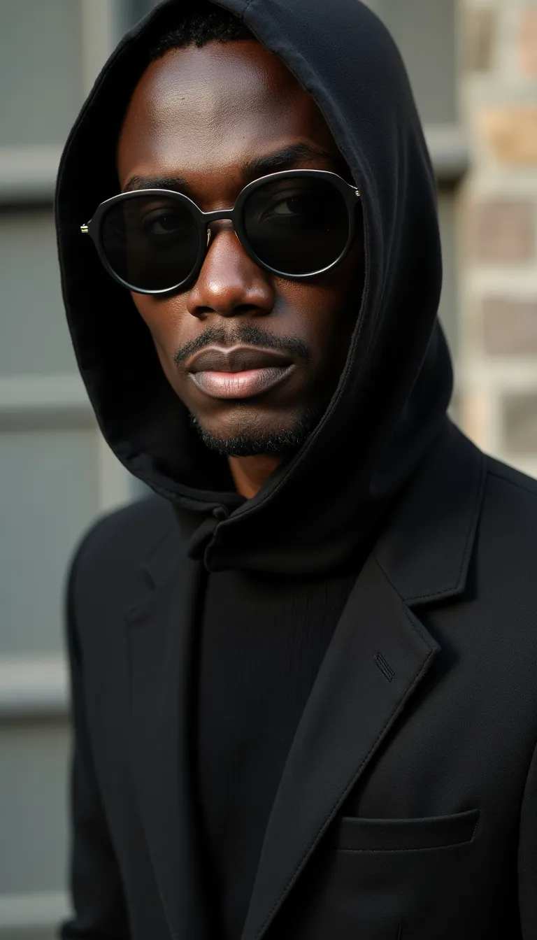 ai fashion week black male model in avant garde streetstyle fashion