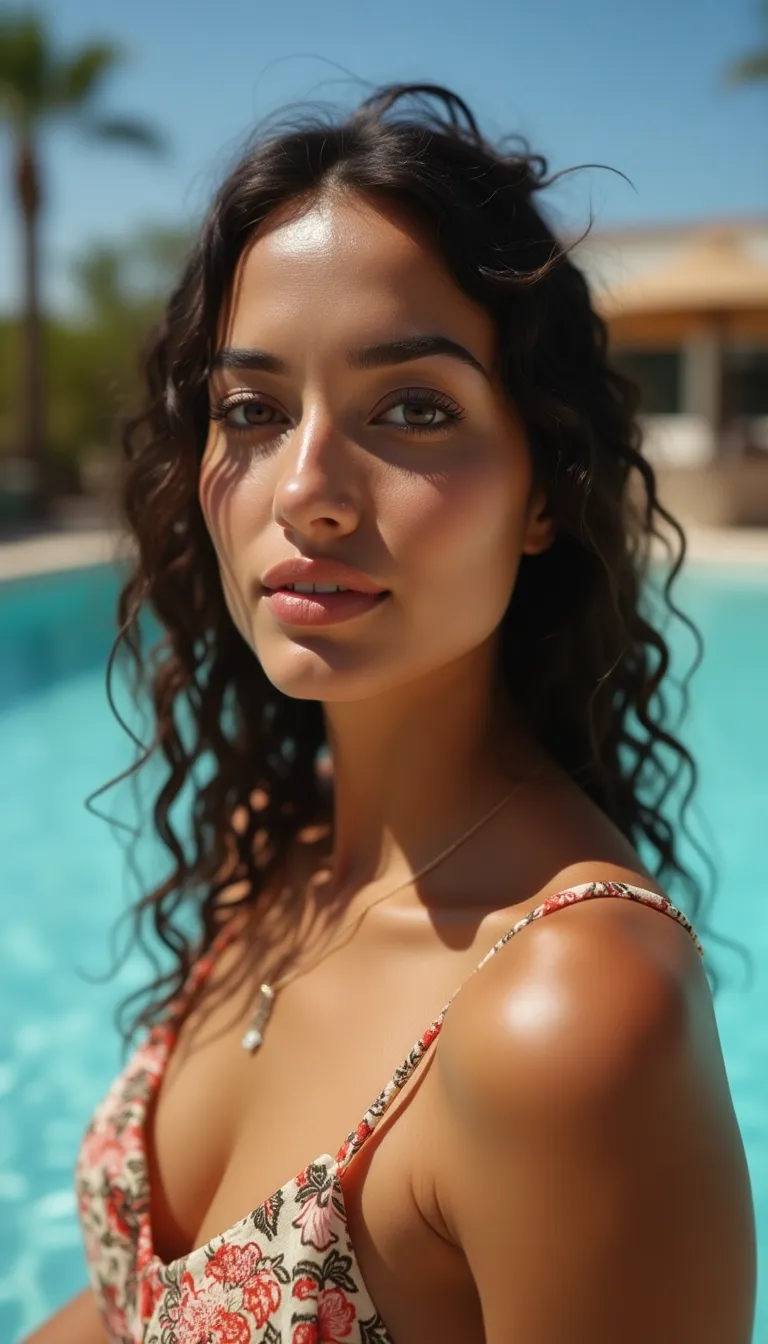 middle-eastern-woman-in-a-tropical-pool-setting