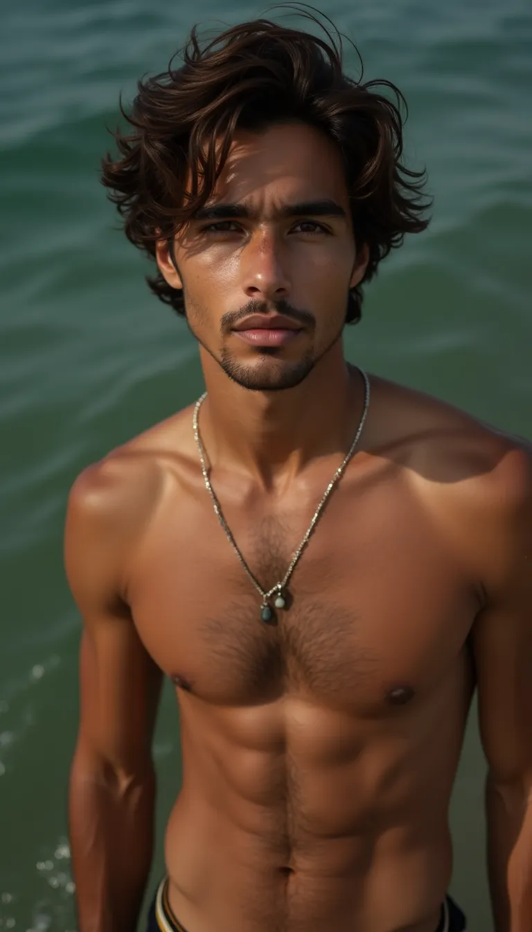 latin american man with laptop beside a tropical pool