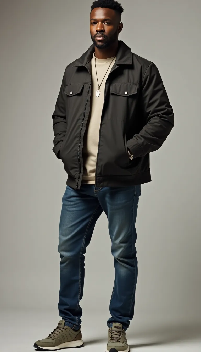 energetic portrait of black man in sporty attire