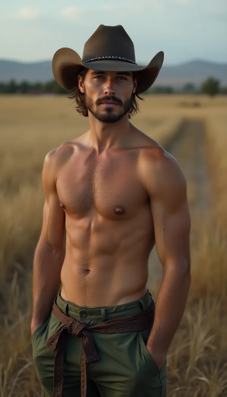 natural portrait of white man in rustic countryside