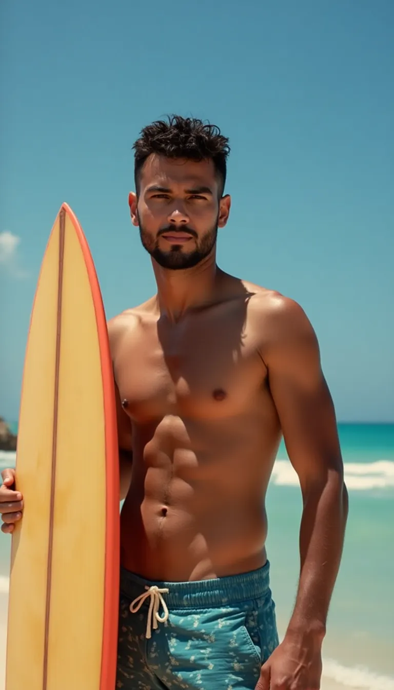 latin-american-man-holding-a-surfboard-on-a-sunny-beach
