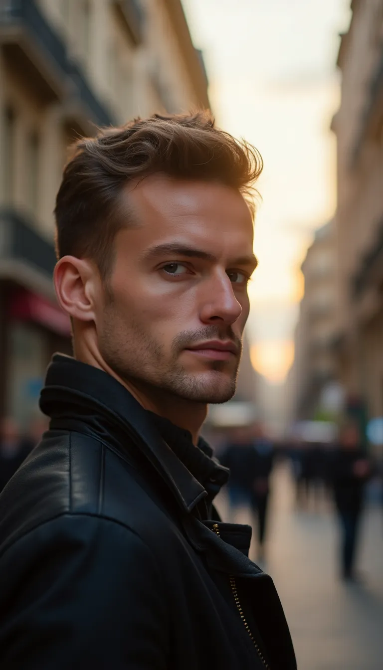 ai-fashion-week-white-male-model-in-streetstyle-with-a-luminous-backdrop